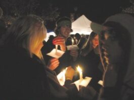 Town square fills with lights