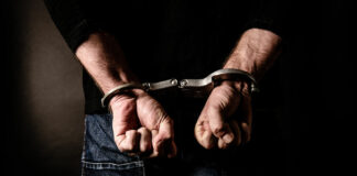 Handcuffs on suspect