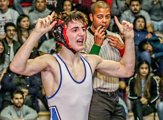 Analy’s Trevor Bagan competes at state wrestling meet