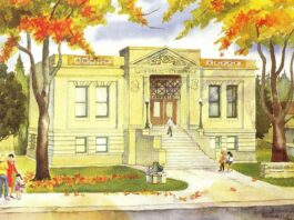 Watercolor of the Museum by Rosinda Holmes