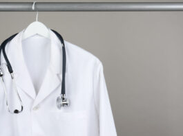 Letters, Jan. 8, 2026 Lab Coat with Stethoscope on Hanger