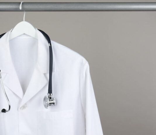 Lab Coat with Stethoscope on Hanger