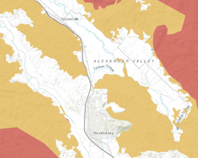 Risky weather map healdsburg