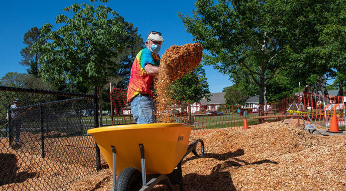 Rotary clubs put the final touches on the play structure in Libby Park