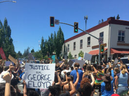 Peaceful protest in honor of George Floyd in downtown Sebastopol