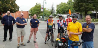 Rotary greets long-distance cyclist in the middle of his journey
