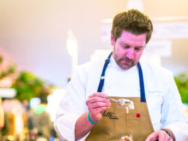 Chef Dustin Valette prepares a dish