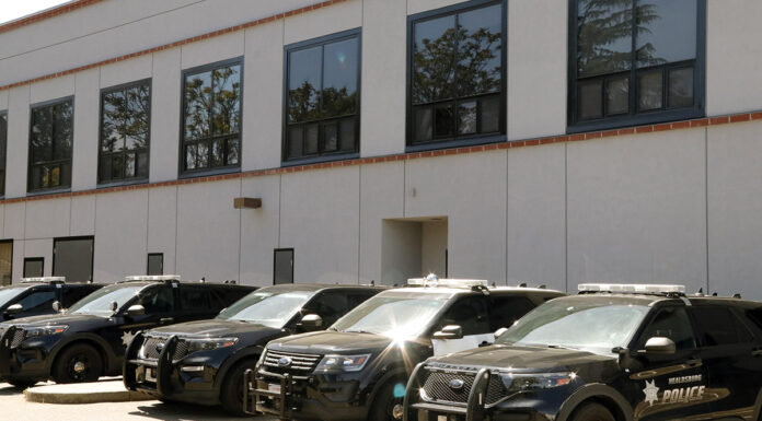 Police cars behind Healdsburg station