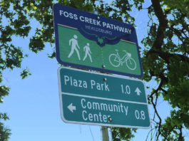 Crimes on Foss Creek Pathway signage