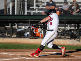 Healdsburg baseball player hits home run