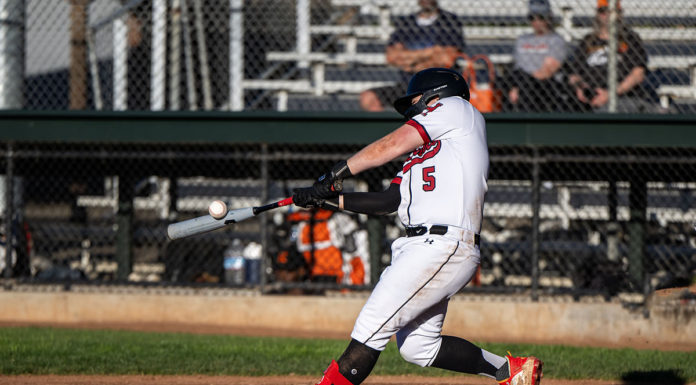Healdsburg baseball player hits home run