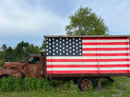 American Flag on truck