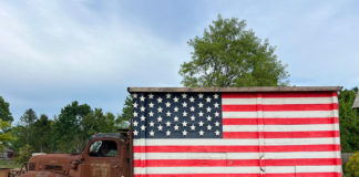 American Flag on truck