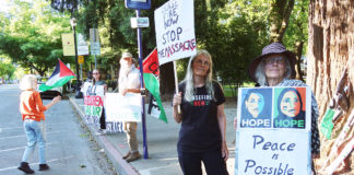 Peace protestors in Healdsburg