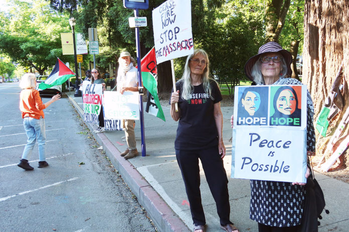 Peace protestors in Healdsburg