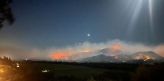 Night view of fire