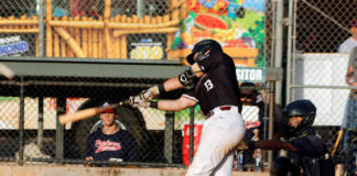 Batter swinging