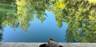 Sandals on a dock