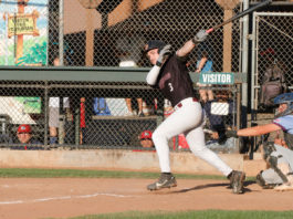 Baseball player gets a hit
