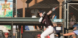 Baseball player gets a hit
