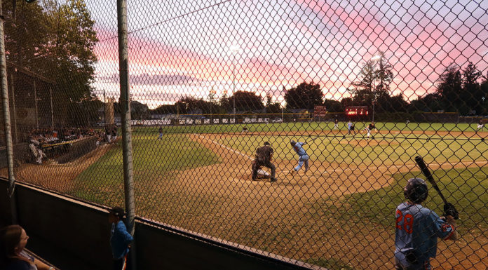Baseball at sundown