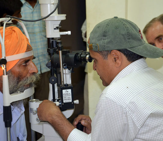 Eye exam in Nepal