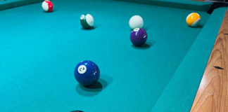 The green lawn of billiards and pool