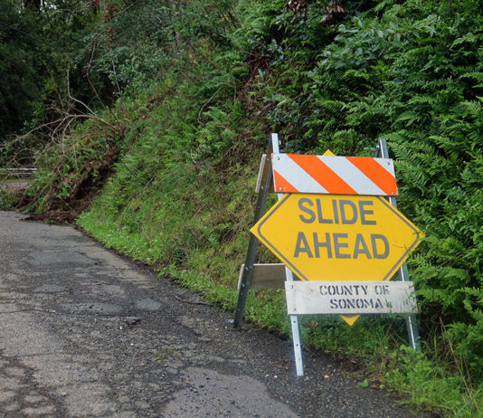 Road sign warning on North Fitch Mountain Road.