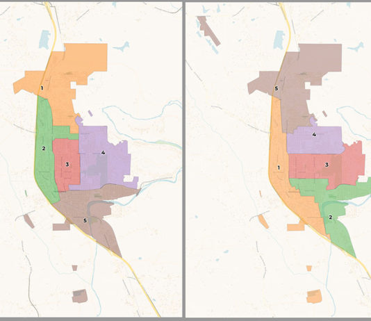 Alternative maps for city council election districts in Healdsburg
