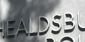 Light and shadow on Healdsburg Police wall
