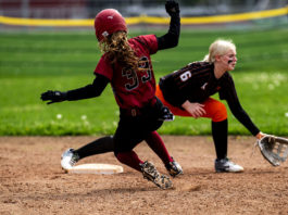 Healdsburg's Cella Vellatton slides into second, safe!