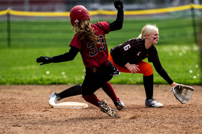 Healdsburg's Cella Vellatton slides into second, safe!