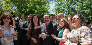 Abel De Luna and family at the renaming ceremony