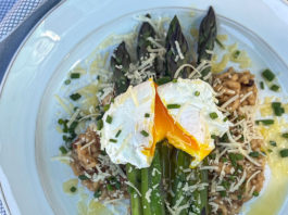 Poached Eggs & Asparagus with Wild Mushroom Risotto