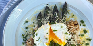 Poached Eggs & Asparagus with Wild Mushroom Risotto