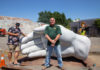 Bryce Jones and Bob Sherman at the newly-oved Agraria art piece