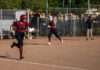 Batter headed for first as runner heads for home