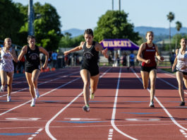 Girls track finish line in Ukiah