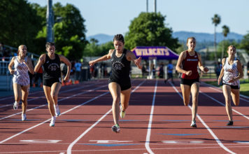 Girls track finish line in Ukiah