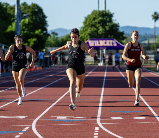 Girls track finish line in Ukiah