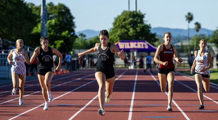 Girls track finish line in Ukiah