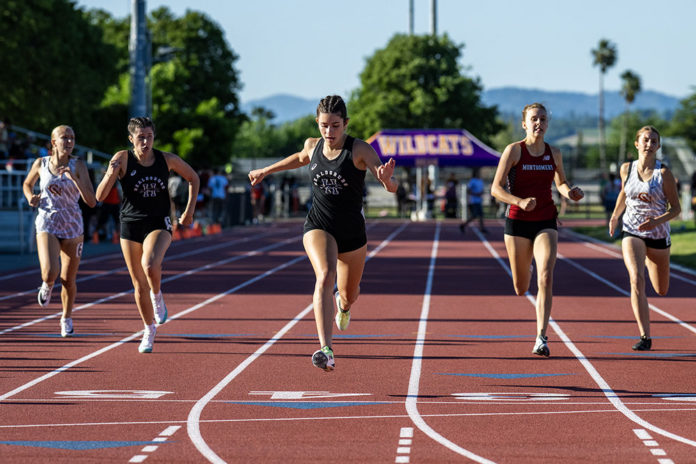 Girls track finish line in Ukiah