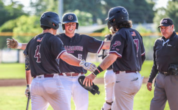 Jacob French scores a run