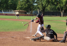 SECOND-INNING SLUGGER Jonathan Kim hits the first home run of the year