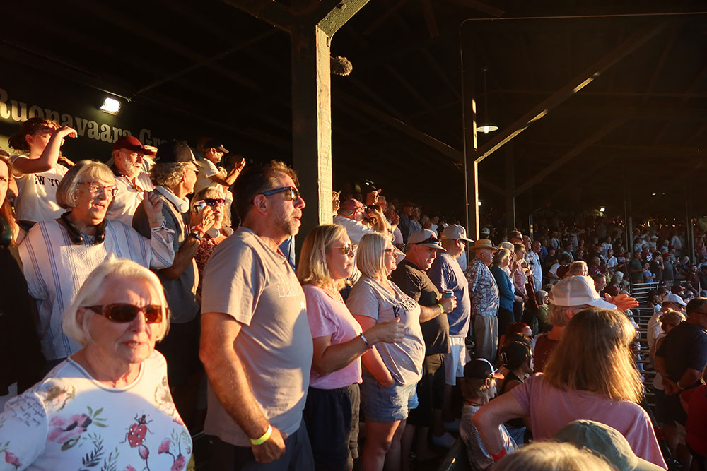 Baseball crowd on their feet at Rec Park