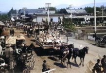 Colorized 1896 holiday parade