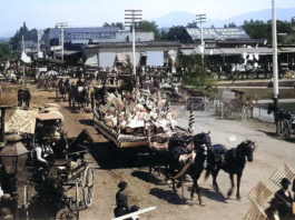 Colorized 1896 holiday parade