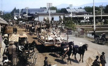 Colorized 1896 holiday parade