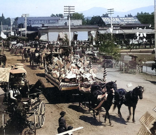Colorized 1896 holiday parade