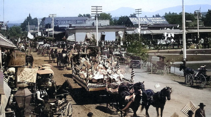 Colorized 1896 holiday parade